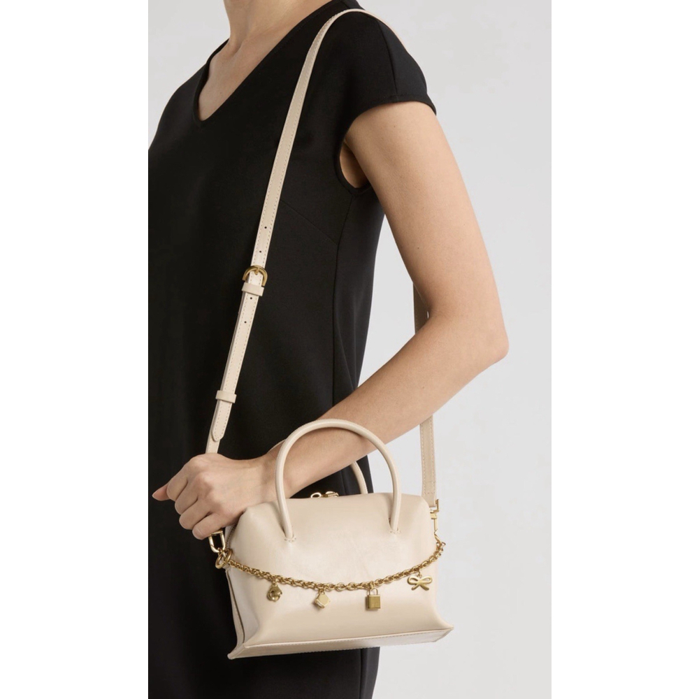 Ted Baker London Vera Charm Leather Satchel Crossbody Tote Bag Gold Charms NWT - Picture 2 of 5